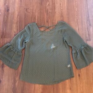 𝅺Bell Sleeve Olive Green Blouse